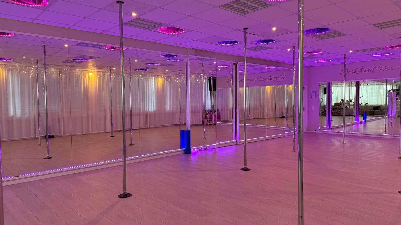 Trainingsraum mit Pole und Spiegeln